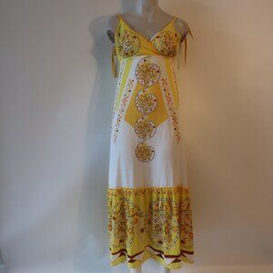 NWT Womens Jollia "Summer In The City" Yellow, White Print Maxi Dress S